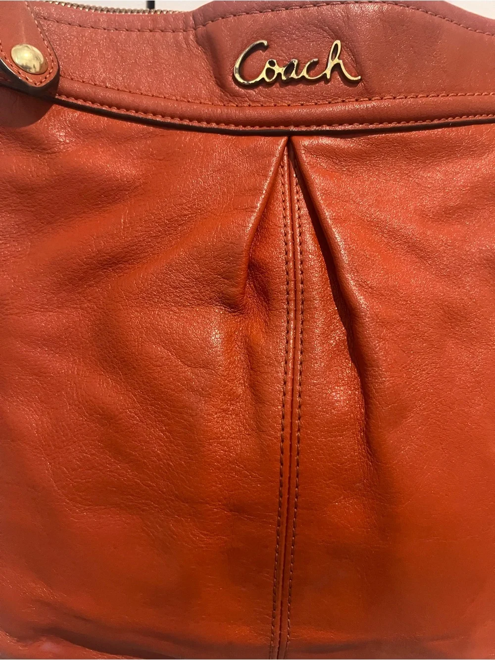 Coach Leather Shoulder Hobo in Burnt Orange